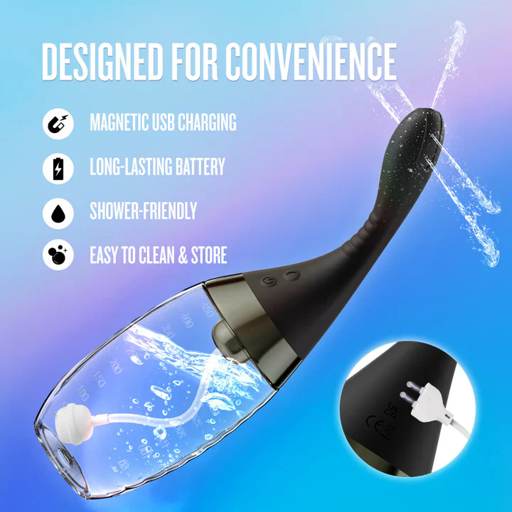 Aqua Jet Vibrating Anal Douche Cleaner - Remote Control Silicone Enema - Image 3