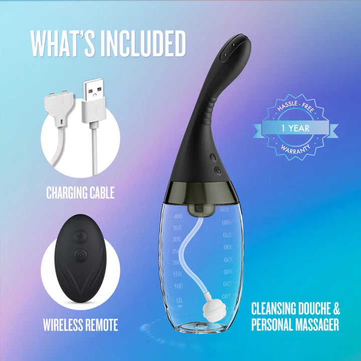 Aqua Jet Vibrating Anal Douche Cleaner - Remote Control Silicone Enema - Image 4