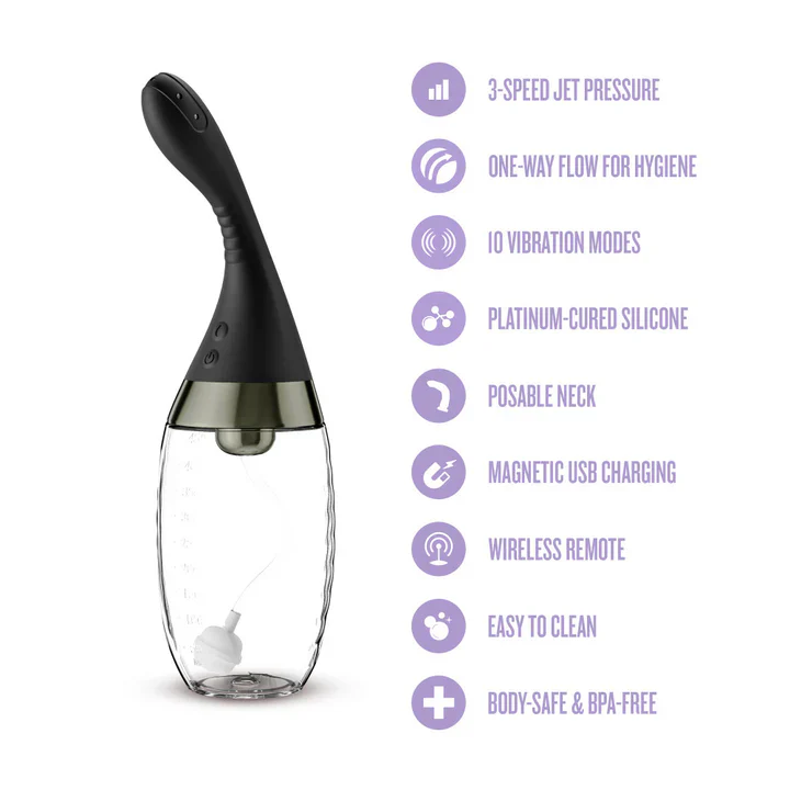 Aqua Jet Vibrating Anal Douche Cleaner - Remote Control Silicone Enema - Image 6