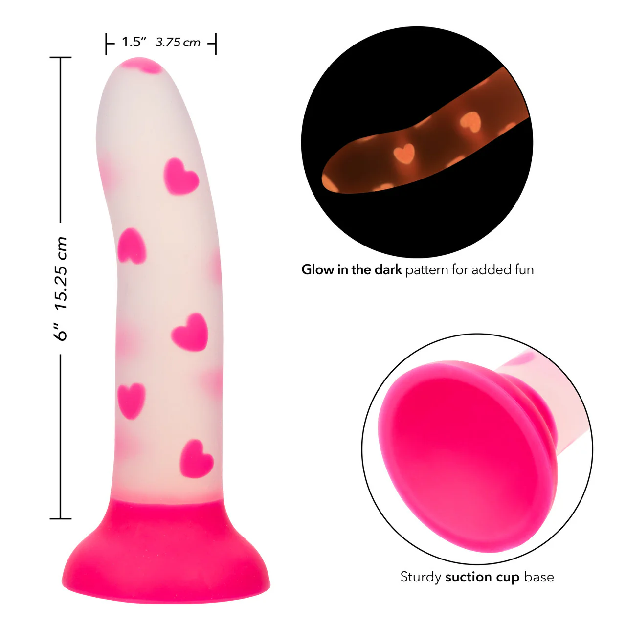 Glow Stick Heart Silicone Dildo GITD - Image 7