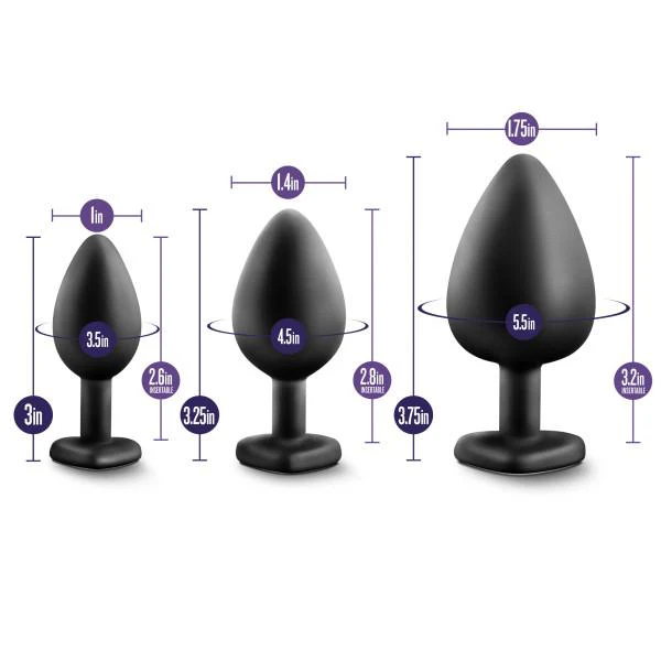 Luxe Bling Plugs Silicone Butt Plug Training Kit with White Gems - Image 3